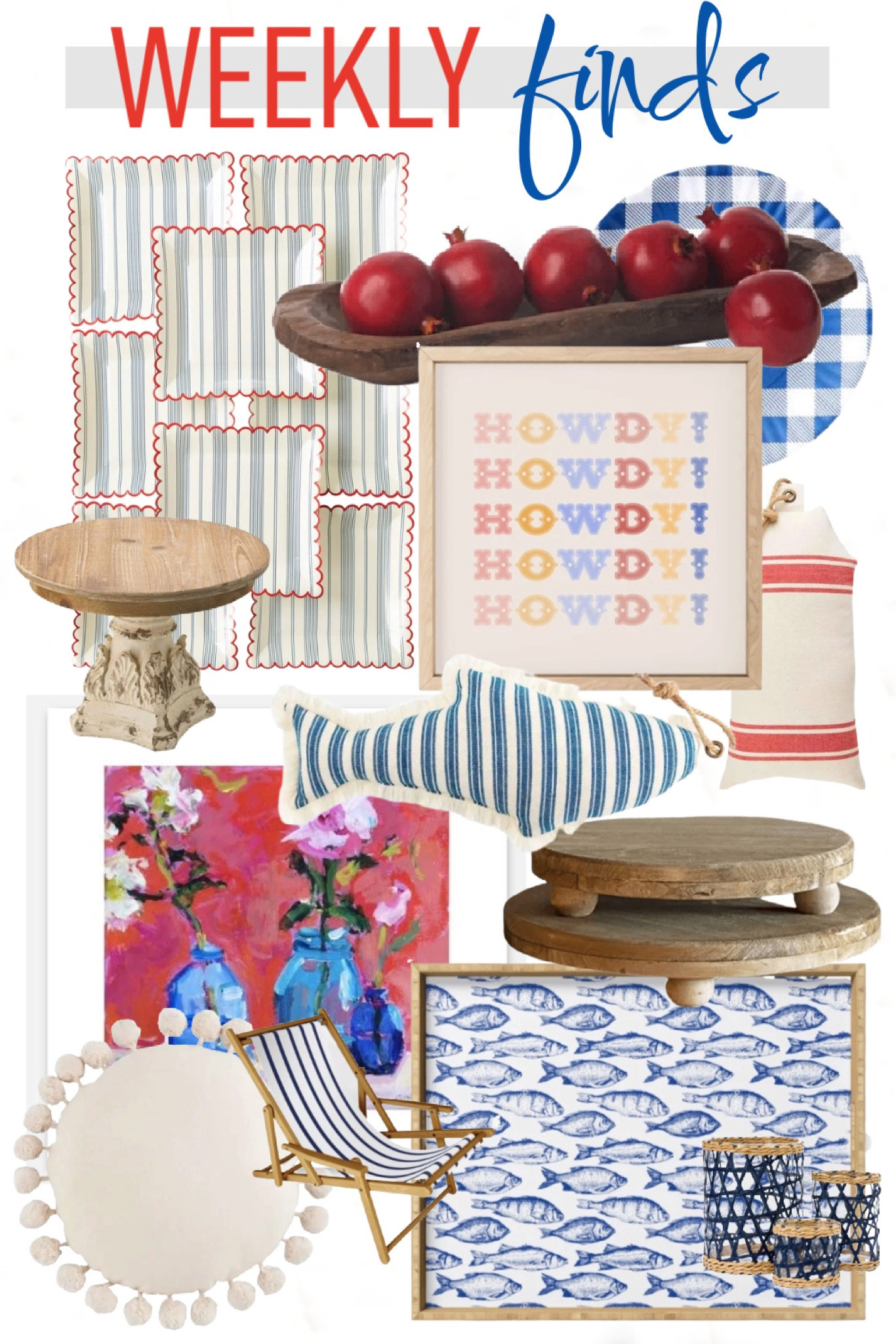 My favorite finds from the week! Love this fish tray and striped beach chair and wooden pedestal! 

#LTKunder100 #LTKFind #LTKhome