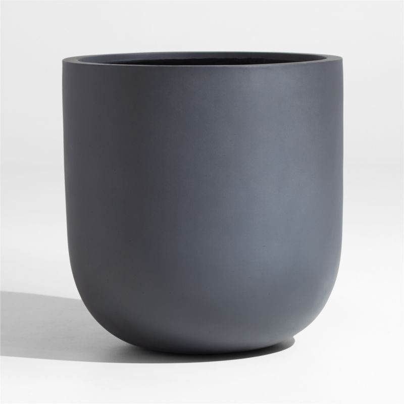 Junio Large Round Dark Grey Planter 22.25" | Crate & Barrel | Crate & Barrel