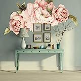 Murwall Pink Peonies Wall Decals Floral Wall Decal Peel and Stick Wallpaper Sticker | Amazon (US)