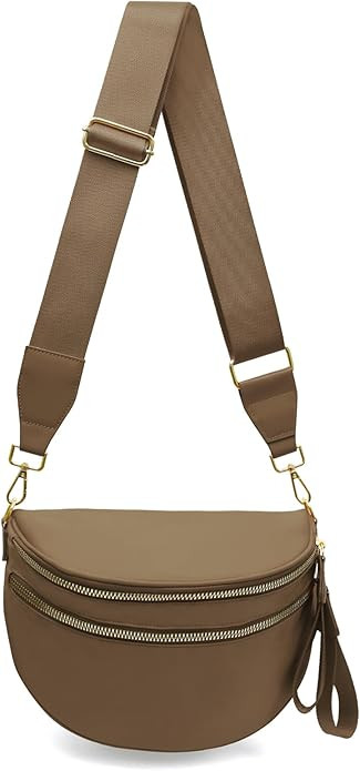 Pure Colour Crossbody Bum Bags for Women Spacious Checkered Cross body Bag Nylon Trendy Fanny Pac... | Amazon (US)