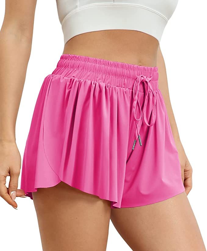 AUTOMET Women‘s 2 in 1 Flowy Running Shorts Casual Summer Athletic Shorts | Amazon (US)