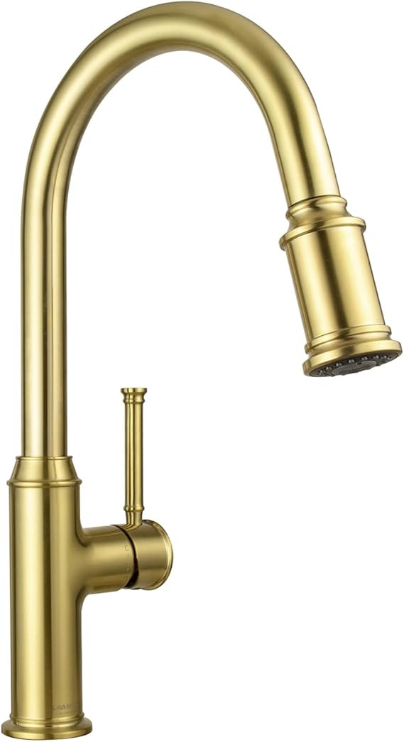 Lava Odoro Curtura Brushed Gold Kitchen Faucet with Pull Down Sprayer, Brass Kitchen Sink Faucet,... | Amazon (US)