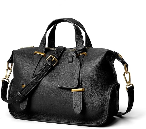 DORIS&JACKY Genuine Leather Satchel Purse For Women Designer Top Handle Tote Handbags With Long A... | Amazon (US)