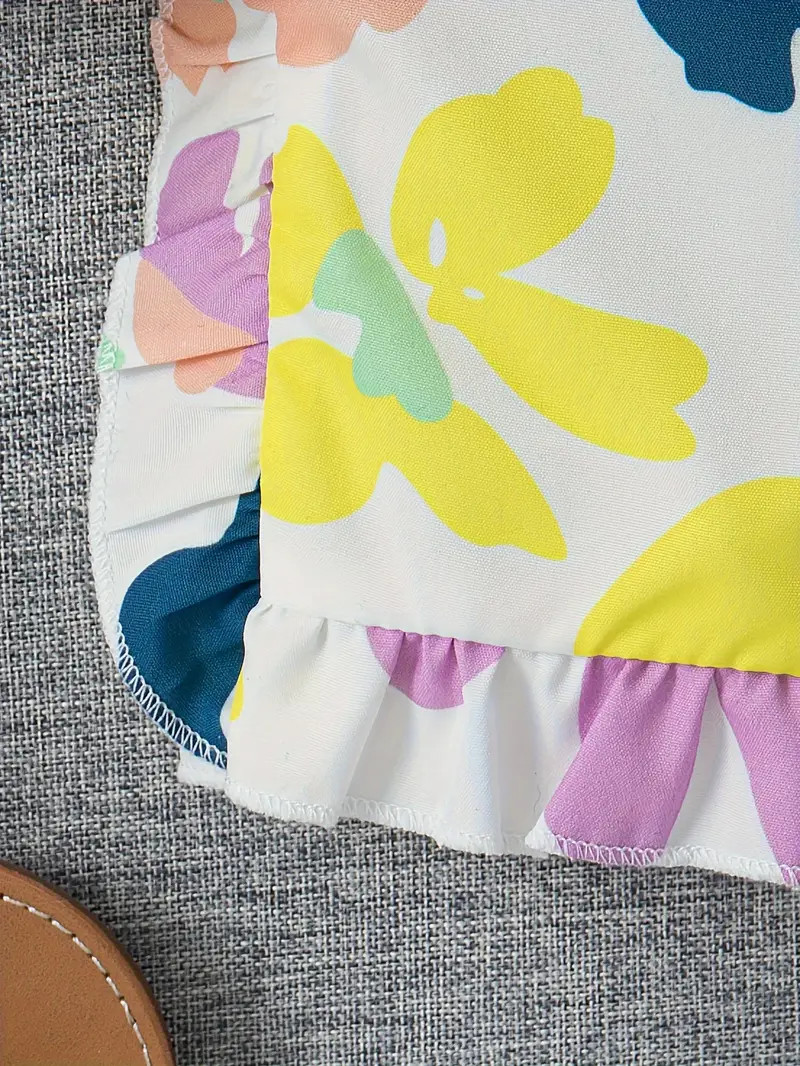 Sweet Girls Flora Graphic Sleeveless Top + Frill Trim Shorts - Temu | Temu Affiliate Program