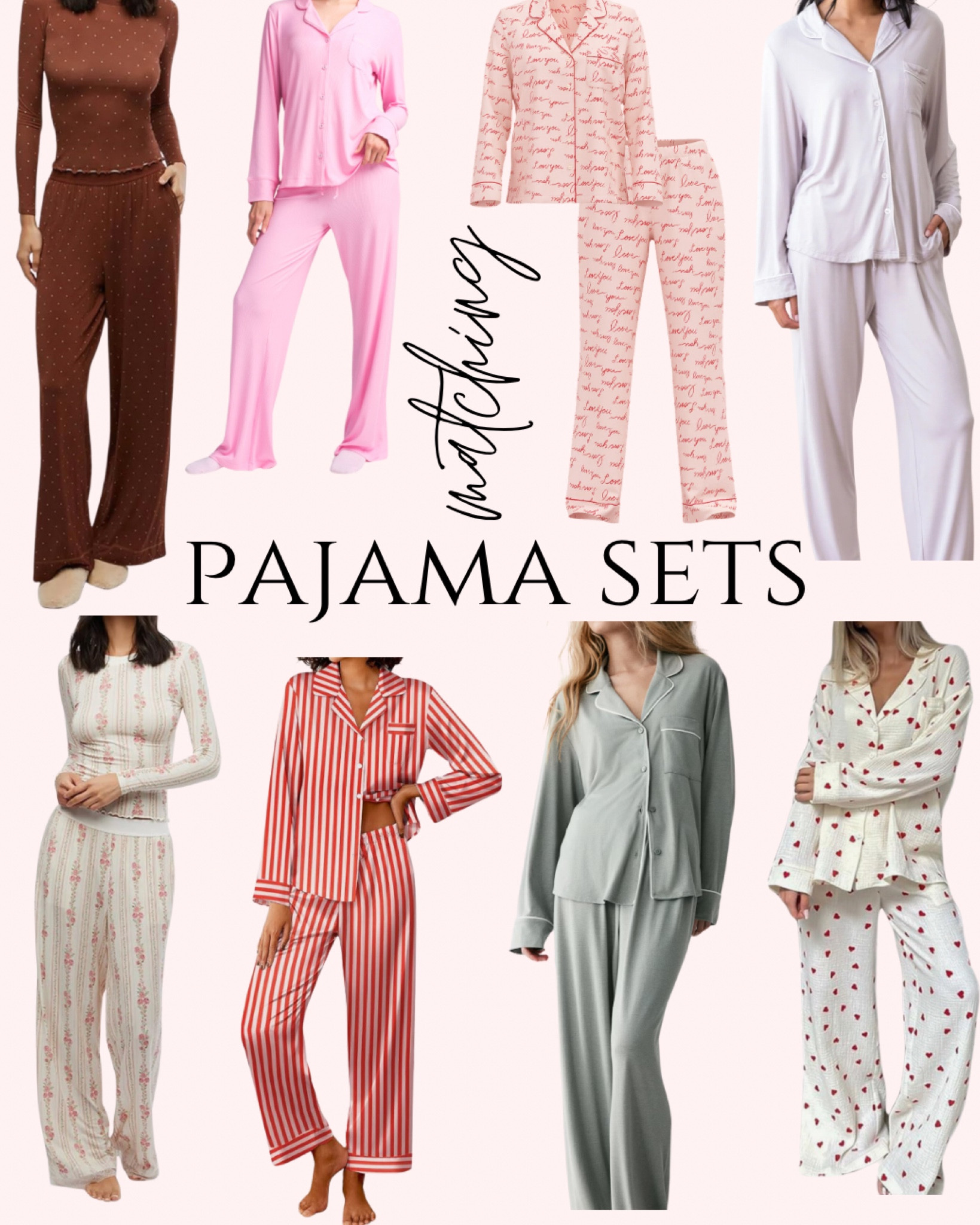some pajama sets I love!!! 

matching set, pajamas, cozy clothes 