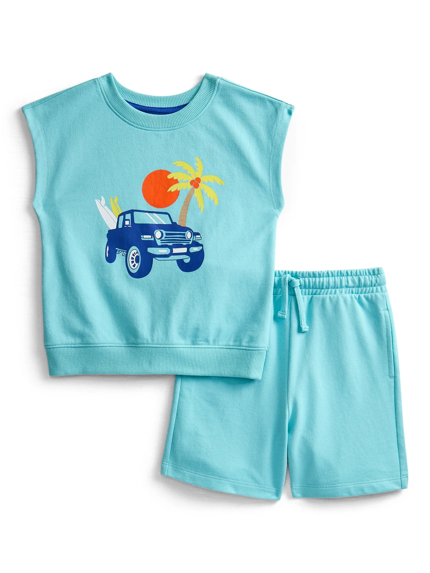 Wonder Nation Toddler Boys Sleeveless Graphic Tank Top and Matching Shorts Set, Sizes 12M-5T - Wa... | Walmart (US)