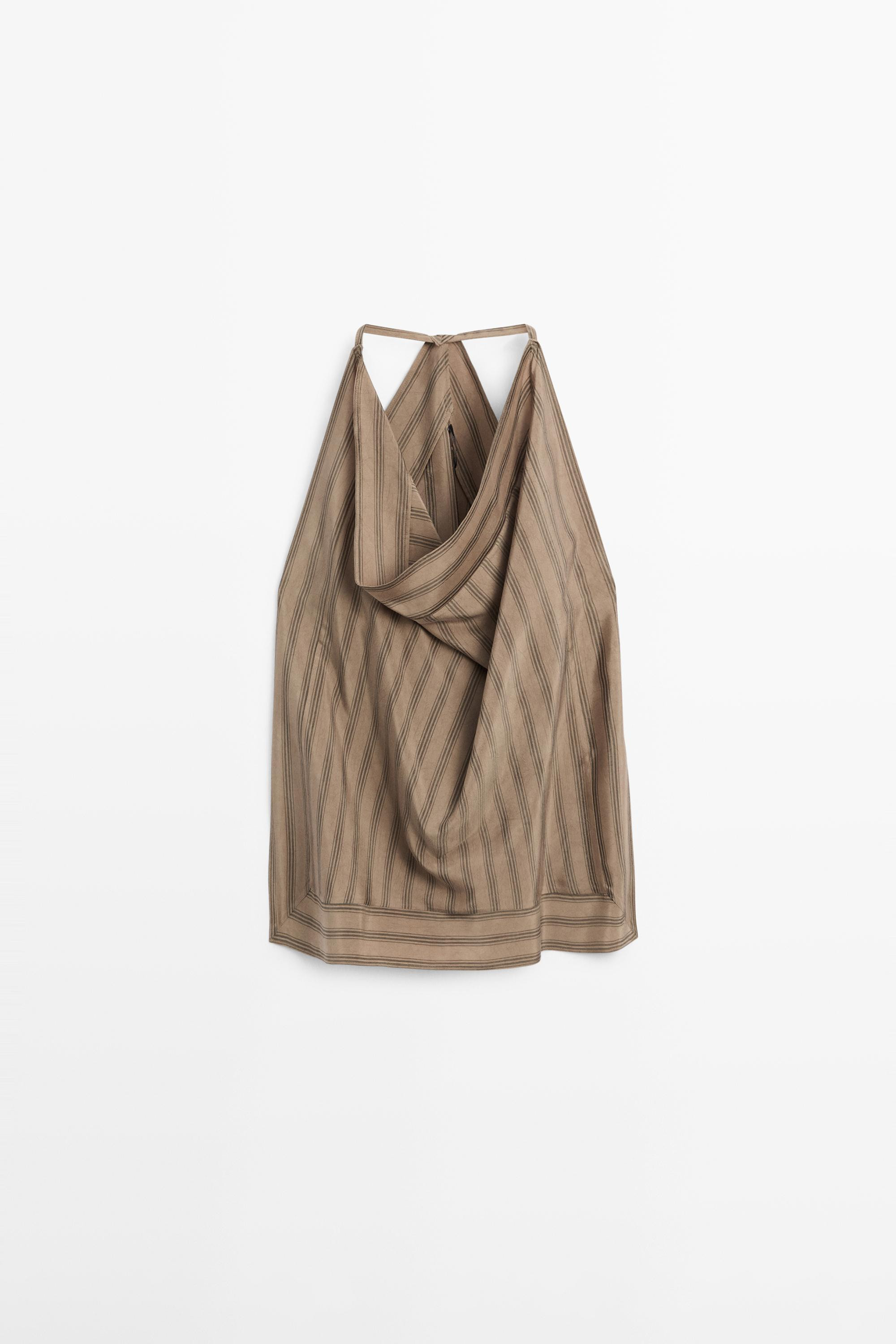 Striped top with cowl neckline | Massimo Dutti US