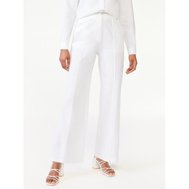 Scoop Women’s High Waist Pleated Wide Leg Pants, 32” Inseam - Walmart.com | Walmart (US)