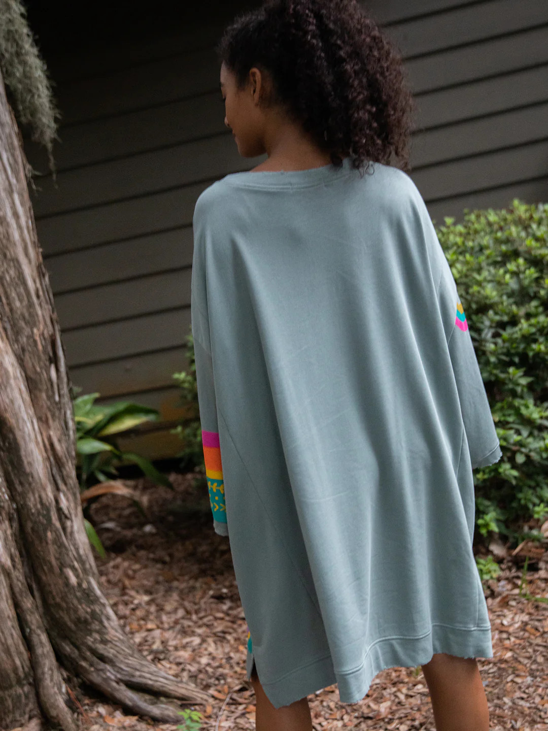 Billie Oversized Sweatshirt - Dusty Blue Rainbow | Natural Life
