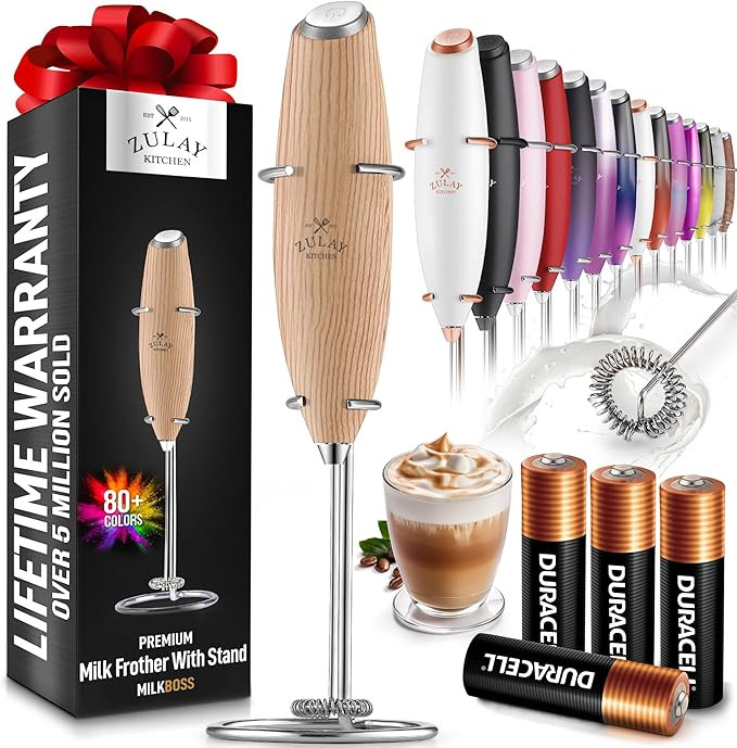 Zulay Kitchen Powerful Milk Frother Wand With 4 AA Duracell Batteries - Ultra Fast Handheld Drink... | Amazon (US)