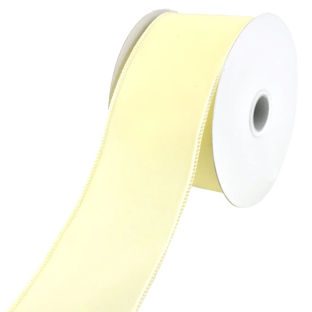 Christmas Royal Velvet Solid Wired Ribbon, 2-1/2-Inch, 10-Yard - Ivory - Walmart.com | Walmart (US)