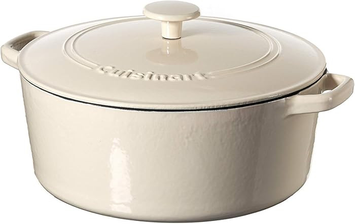 Cuisinart Chef's Classic Enameled Cast Iron Round Covered Casserole (Cream, 7- Quart) | Amazon (US)