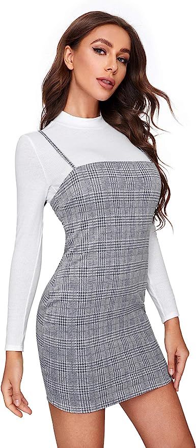 Verdusa Women's Plaid Print Mini Cami Bodycon Dress | Amazon (US)