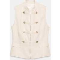 Zara - Frog Fastening Vest - Light Beige - Xl - Woman | Zara US
