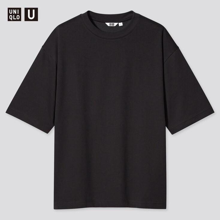 UNIQLO U Airism Cotton Oversized Crew Neck T-Shirt, Black, L | UNIQLO (US)
