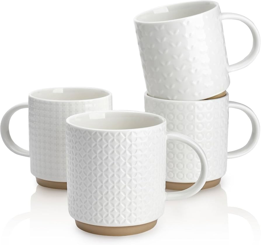 Sweese Stackable Coffee Mugs - 10 Oz Porcelain Cups with Sculpture design for Specialty Coffee Dr... | Amazon (US)