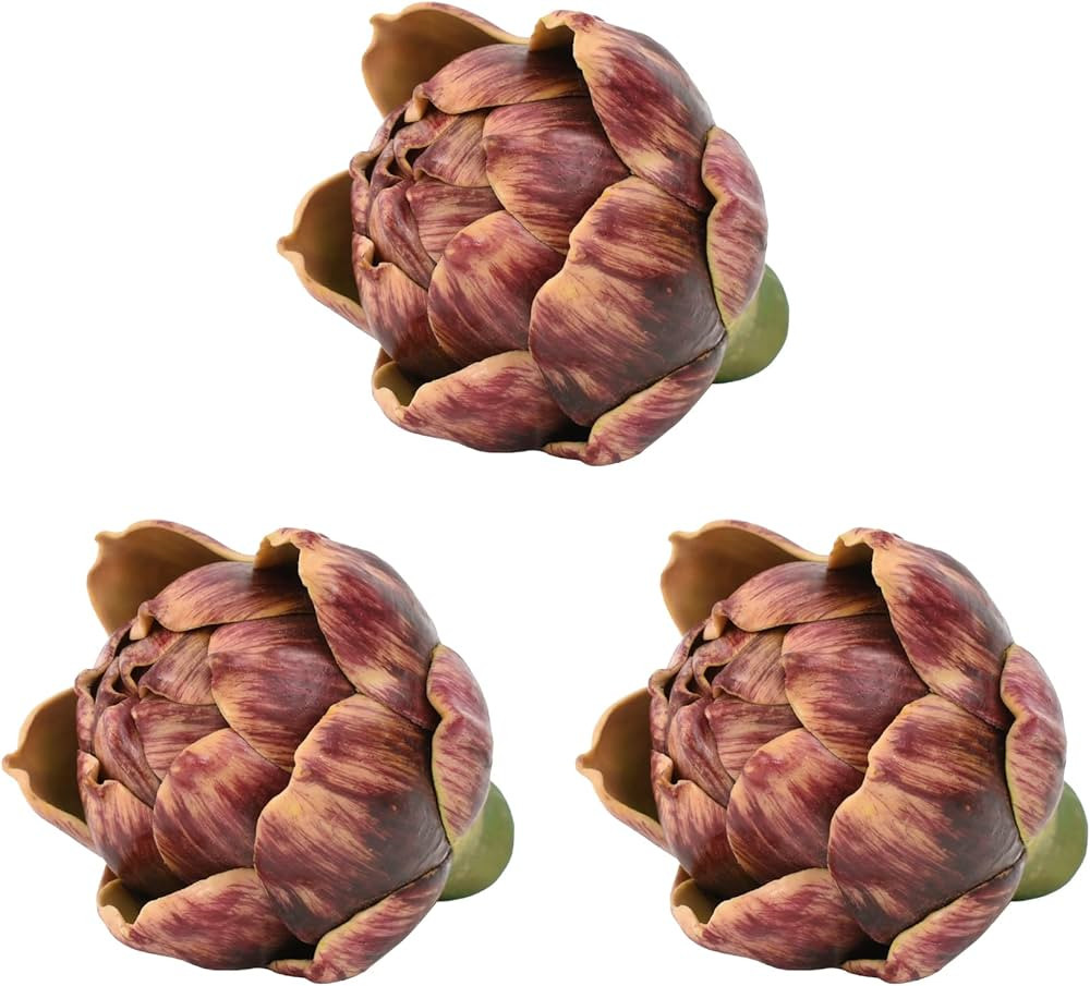 Luckforest Artificial Artichokes, 3Pcs Small Purple Red Simulation Artichoke Fake Fruits for Home... | Amazon (US)