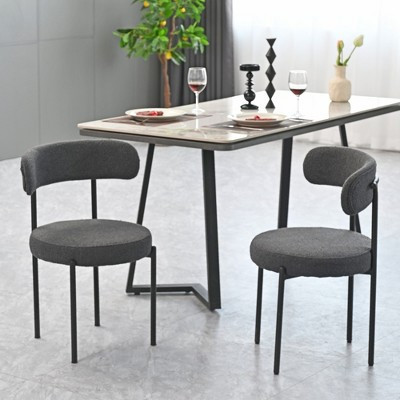 Set of 2 Mid-Century Velvet Upholstered Dining Chair with Curved Backrest and Black Metal Spray-painted Legs, Gray, 4L-ModernLuxe | Target