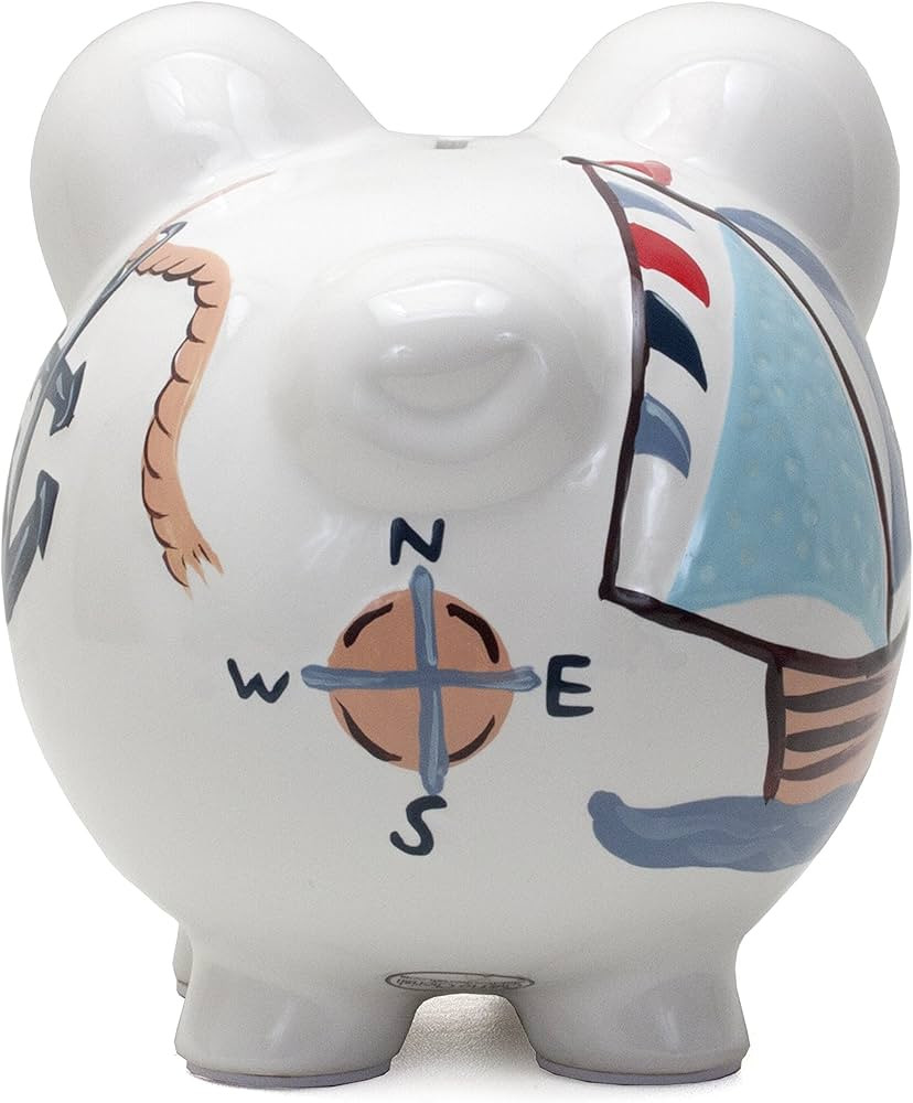 Child to Cherish Ceramic Piggy Bank for Boys (Nautical Design) | Amazon (US)