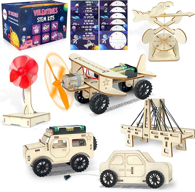 kortes Valentines Day Cards for Kids Classroom, 24 Pack Valentines Gift Cards with Stem Kits, Val... | Amazon (US)