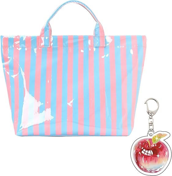 2026 Striped PVC Tote Bag Large Glossy Striped Handbags, Waterproof Top Handle Bag Plastic Tote f... | Amazon (US)