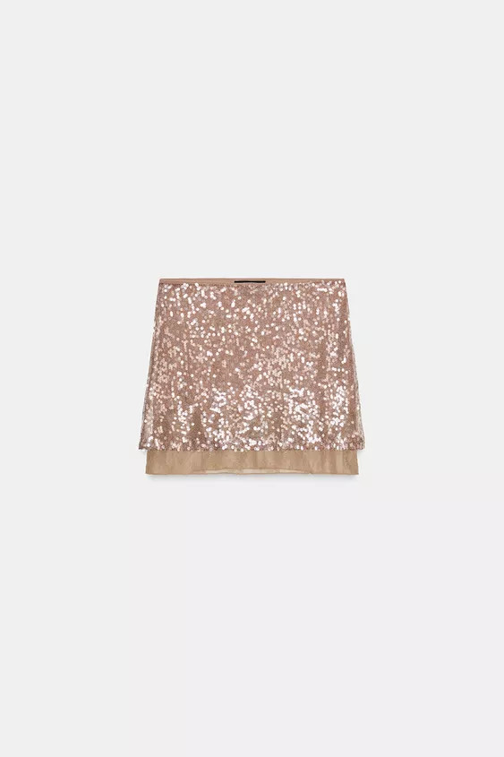 SEQUIN KNIT LACE MINI SKIRT | Zara US