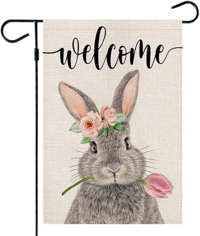 Easter Garden Flag 12.5 x 18 Inch Vertical Double Sided For Easter Decor Welcome Bunny Easter Sma... | Amazon (US)
