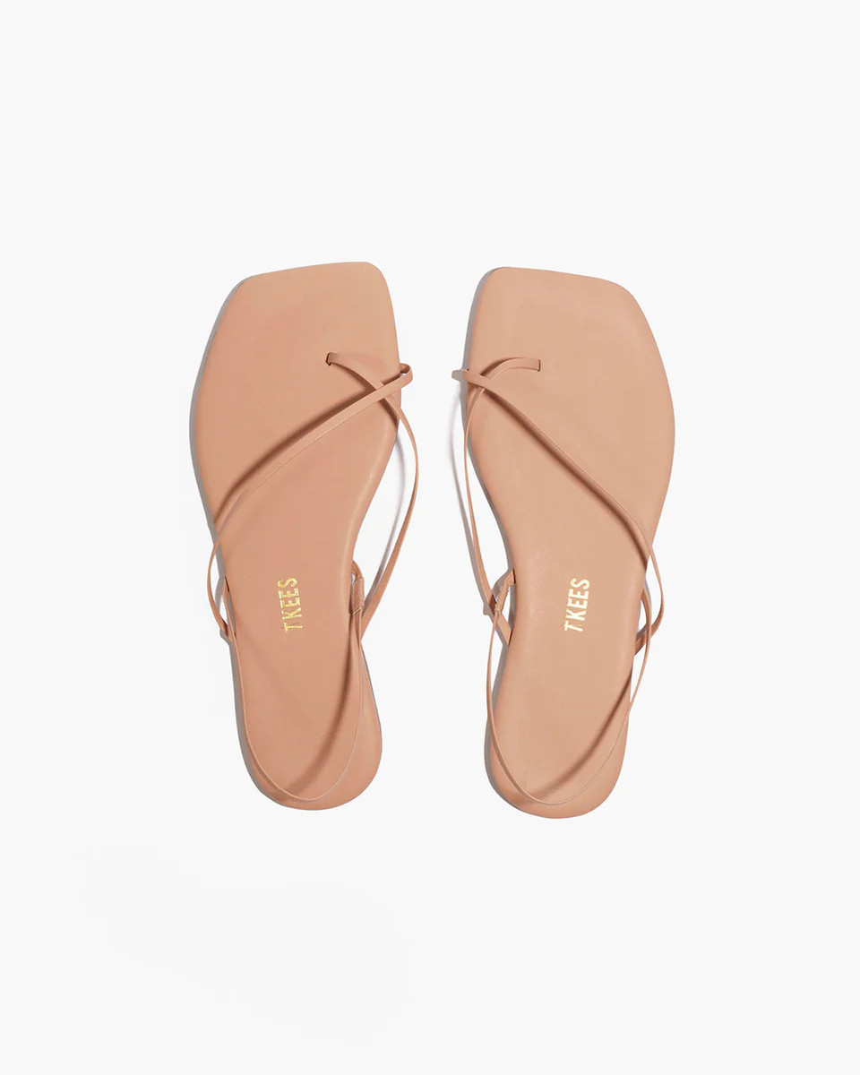 TKEES Square Toe Millie Leather Sandals in Nude Beach | TKEES
