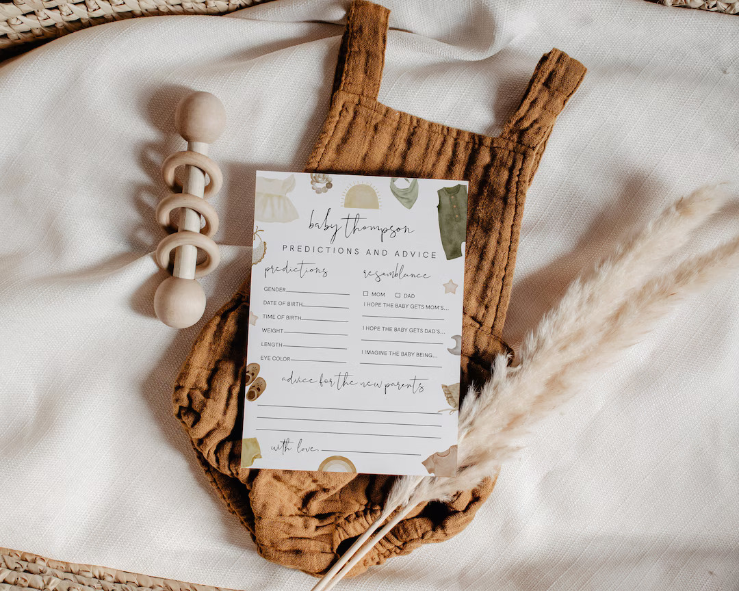 Boho Baby Predictions and Advice Card, Boho Baby Shower, Baby Clothes Shower , Editable, DIY Advi... | Etsy (US)