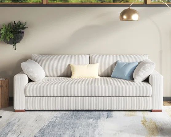 Roussel Modern 3 Seater Floor Sofa with Soft Corduroy Upholstered | Wayfair North America