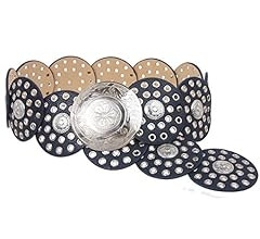 beltiscool Women's 3 1/2" (90 mm) Wide Boho Disc Concho Leather Belt | Amazon (US)