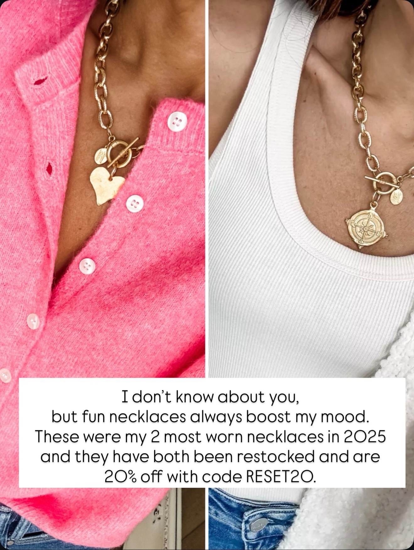 Last chance for 20% off sitewide at Social Threads with code RESET20. Heart necklace, compass necklace, gold necklace.

#LTKFindsUnder100 #LTKGiftGuide #LTKSaleAlert