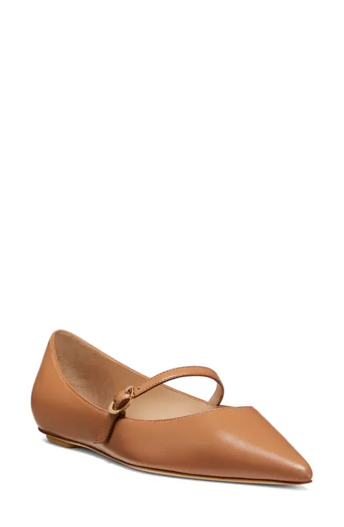 Stuart Weitzman Emilia Mary Jane Flat in Tan at Nordstrom, Size 8.5 | Nordstrom