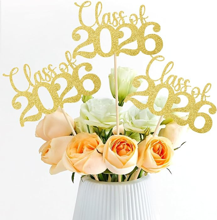 Graduation Decorations Class of 2026, 12 PCS Gold Double-Sided Graduation Centerpieces for Tables... | Amazon (US)