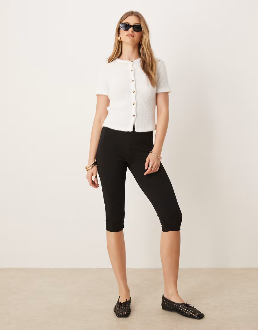 ASOS DESIGN capri legging shorts in black | ASOS (Global)