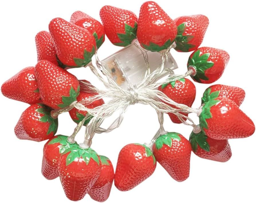 SDOUBLEM 20LED Fruit Strawberry String Lights Battery Powered Indoor Outdoor Lighting Lamp for We... | Amazon (US)