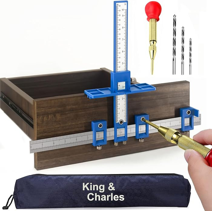 King&Charles Cabinet Hardware Jig, Cabinet Handle Jig + Automatic Hole Punch + Point Drill Bits, ... | Amazon (US)
