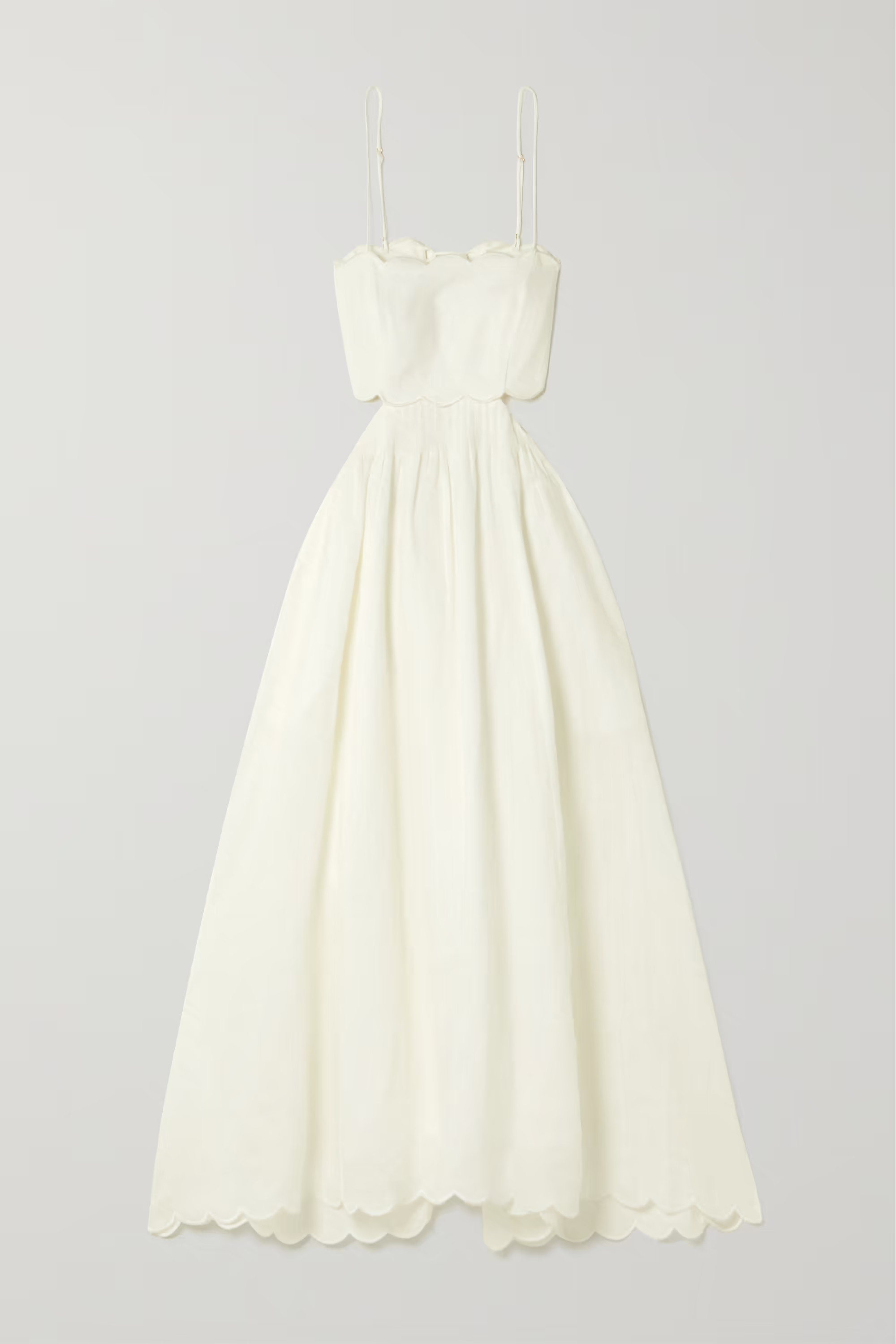 Jude lace-up cutout scalloped linen-voile midi dress | NET-A-PORTER (UK & EU)