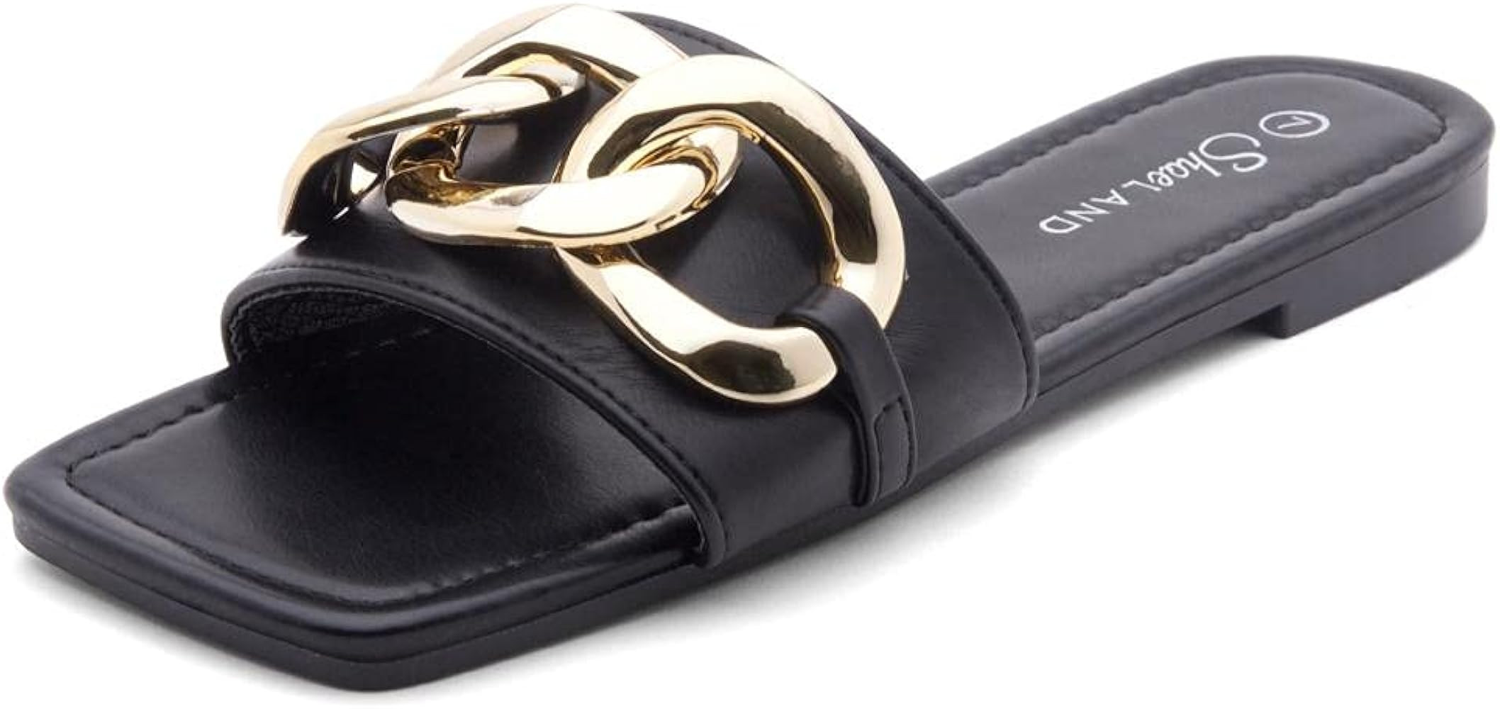 Shoe Land EMMA Women's Square Open Toe Slides Cute Single Band Slip on Flat Sandals | Amazon (US)