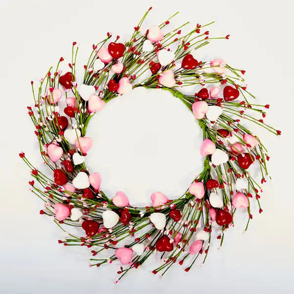 20" Valentine's Hearts and Pips and Berries Wreath - Bed Bath & Beyond - 43453528 | Bed Bath & Beyond