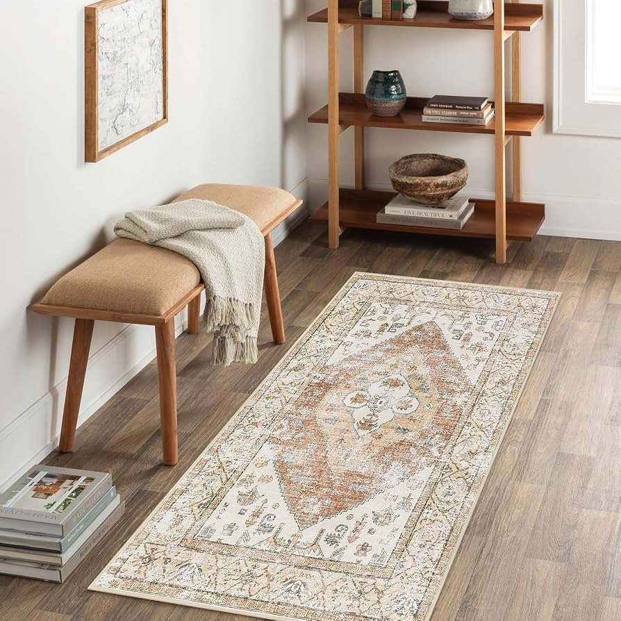 Beeiva Vintage Washable Small Rug, 2x4 Rug with Rubber Backed Thin Throw Rugs, Boho Washable Runn... | Amazon (US)