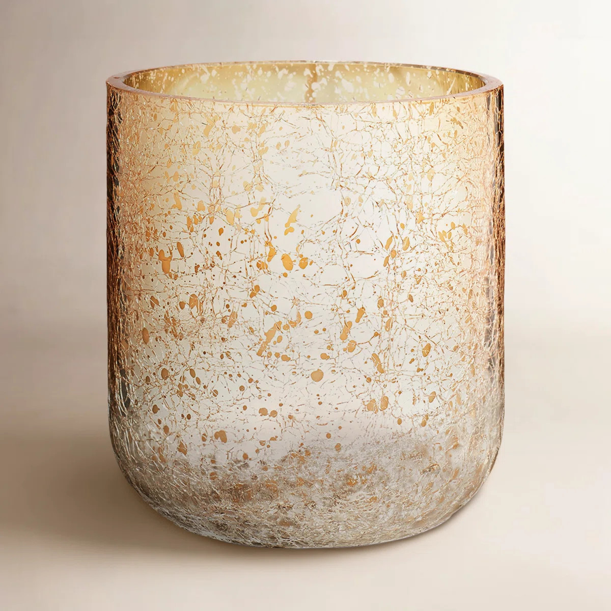 Noble Holiday Winter White Small Crackle Glass Candle | Wayfair North America