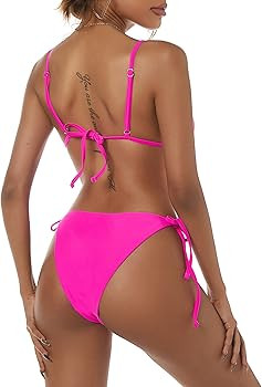 ZAFUL Women's Triangle Bikini Floral String Bikini Set Two Piece Swimsuit Bathing Suits | Amazon (US)