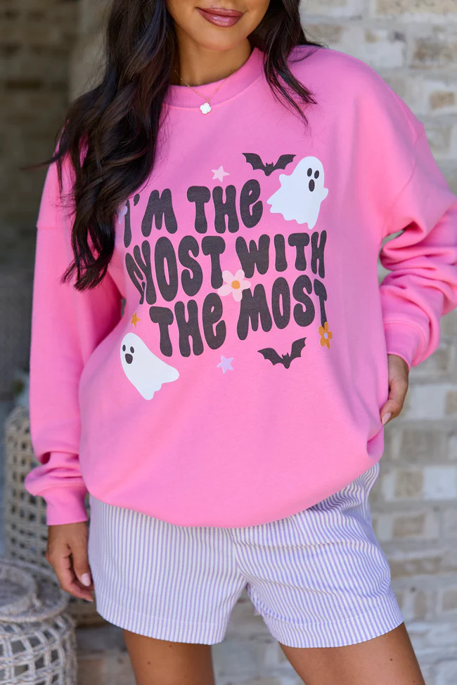 I'm The Ghost With The Most Pink Graphic Sweatshirt | Pink Lily