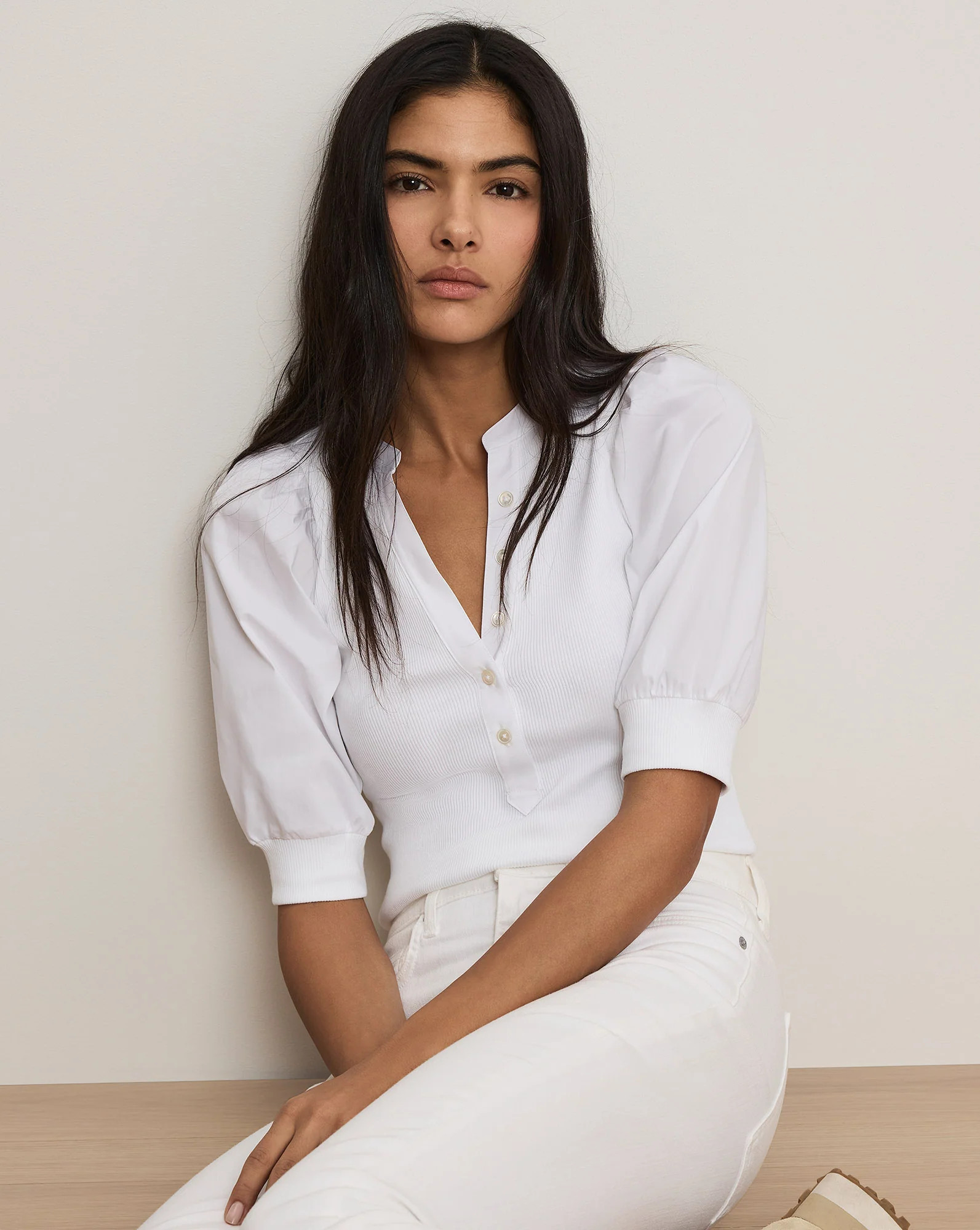 Coralee Puff-Sleeve Tee in White | Veronica Beard | Veronica Beard