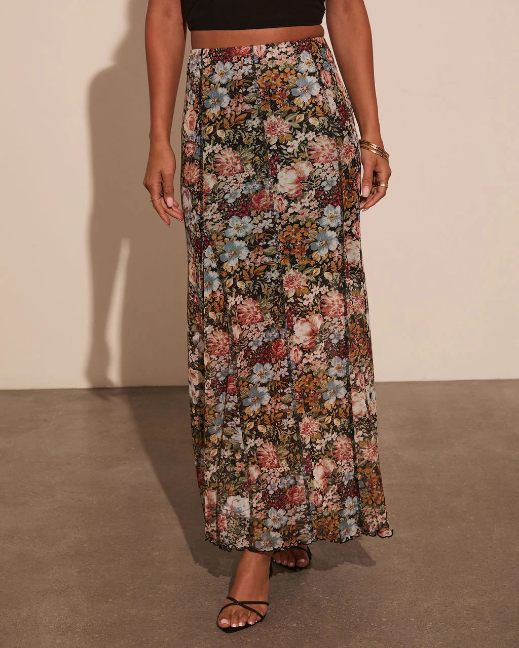 Gracie Mesh Floral Maxi Skirt | VICI