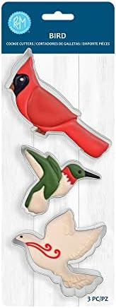 R & M International 2024 Bird Cardinal, Hummingbird, and Dove, 3-Piece Cookie Cutter Set, Silver | Amazon (US)