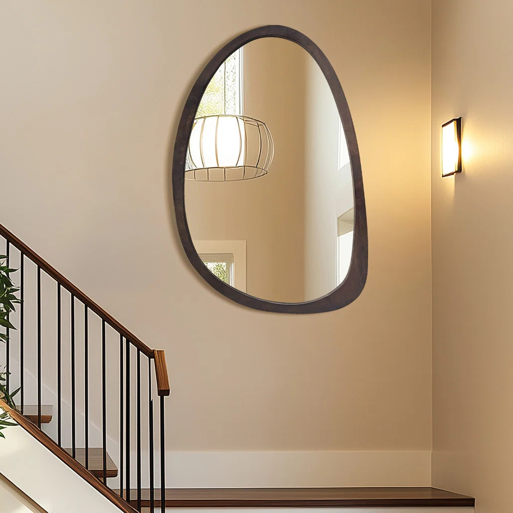 Asymmetrical Wood Framed Wall Accent Mirror | Wayfair UK