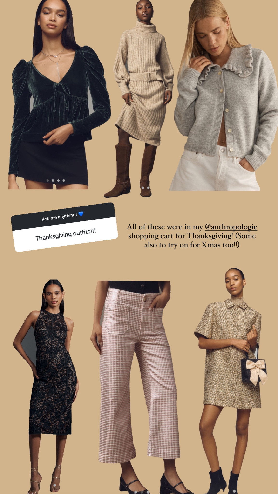 Anthropologie holiday picks for Thanksgiving outfits! Casual outfits and some fancy holiday outfits (maybe for Xmas??) 🎅🏻 

#LTKCyberWeek #LTKHoliday #LTKSaleAlert