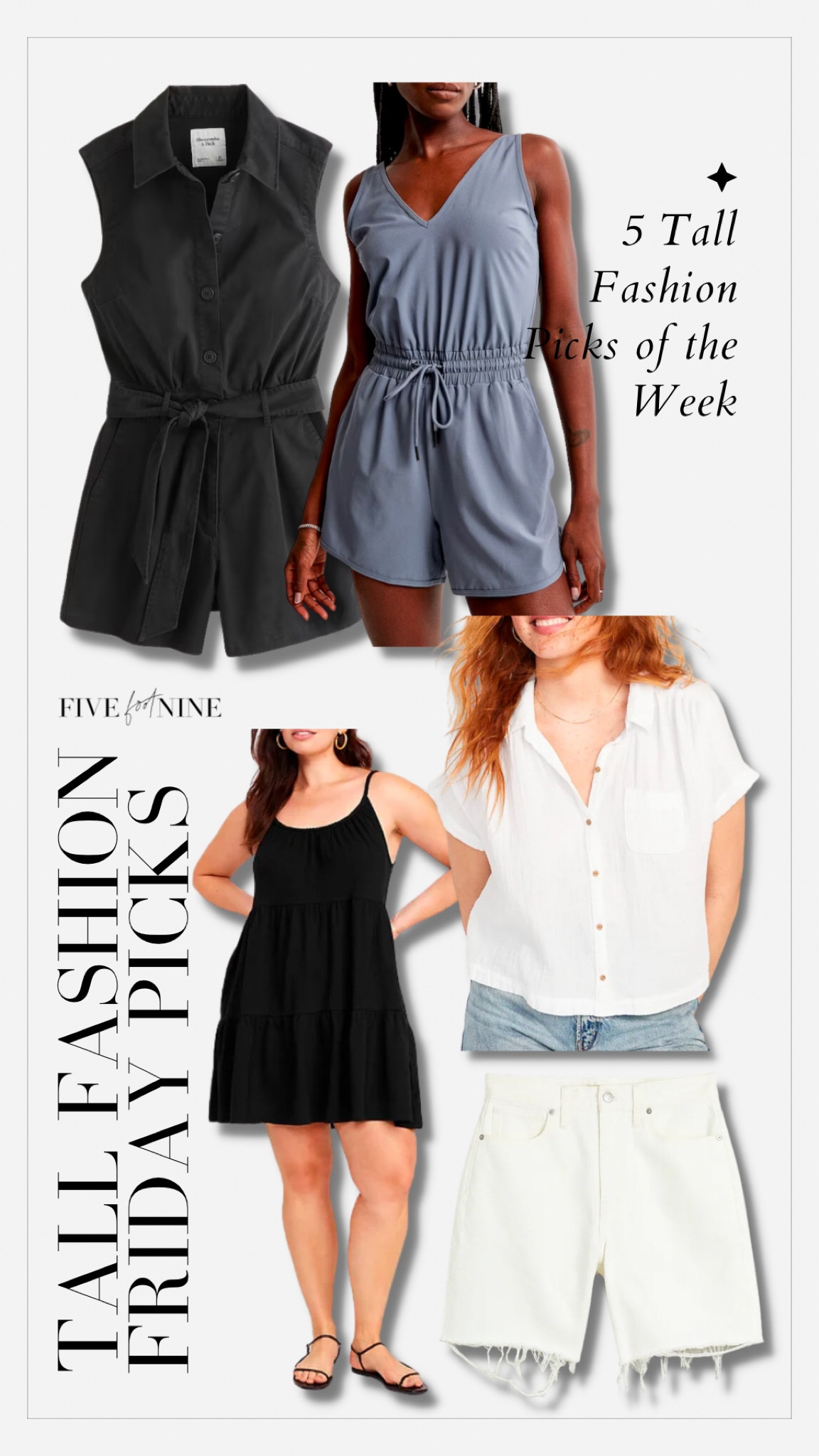 Tall fashion, rompers, black mini dress, white shorts 

#LTKunder100 #LTKsalealert